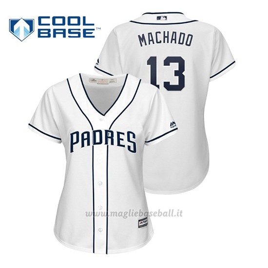 Maglia Baseball Donna San Diego Padres Manny Machado Cool Base Majestic 1ªBianco